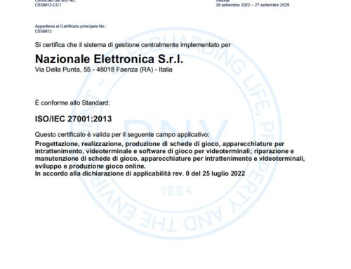 Nazionale Elettronica ottiene ISO 27001 – Dichiarazione sulle policy – ISMS